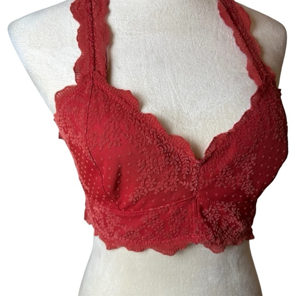 Intimately Free People Red Lace Racerback Bralette M | Sexy Romantic Valentine - Picture 2 of 8